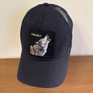 Goorin Bros Animal The Farm Trucker Patch Snapback Hat Cap Lone Wolf Mesh